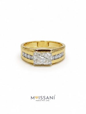 Lab Grown Diamond Radiant Solitaire Men's Ring- LMR0028