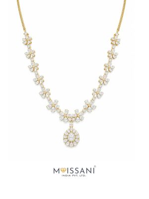Lab Grown Diamond Pear+ Round Shape Necklace-LNK0007